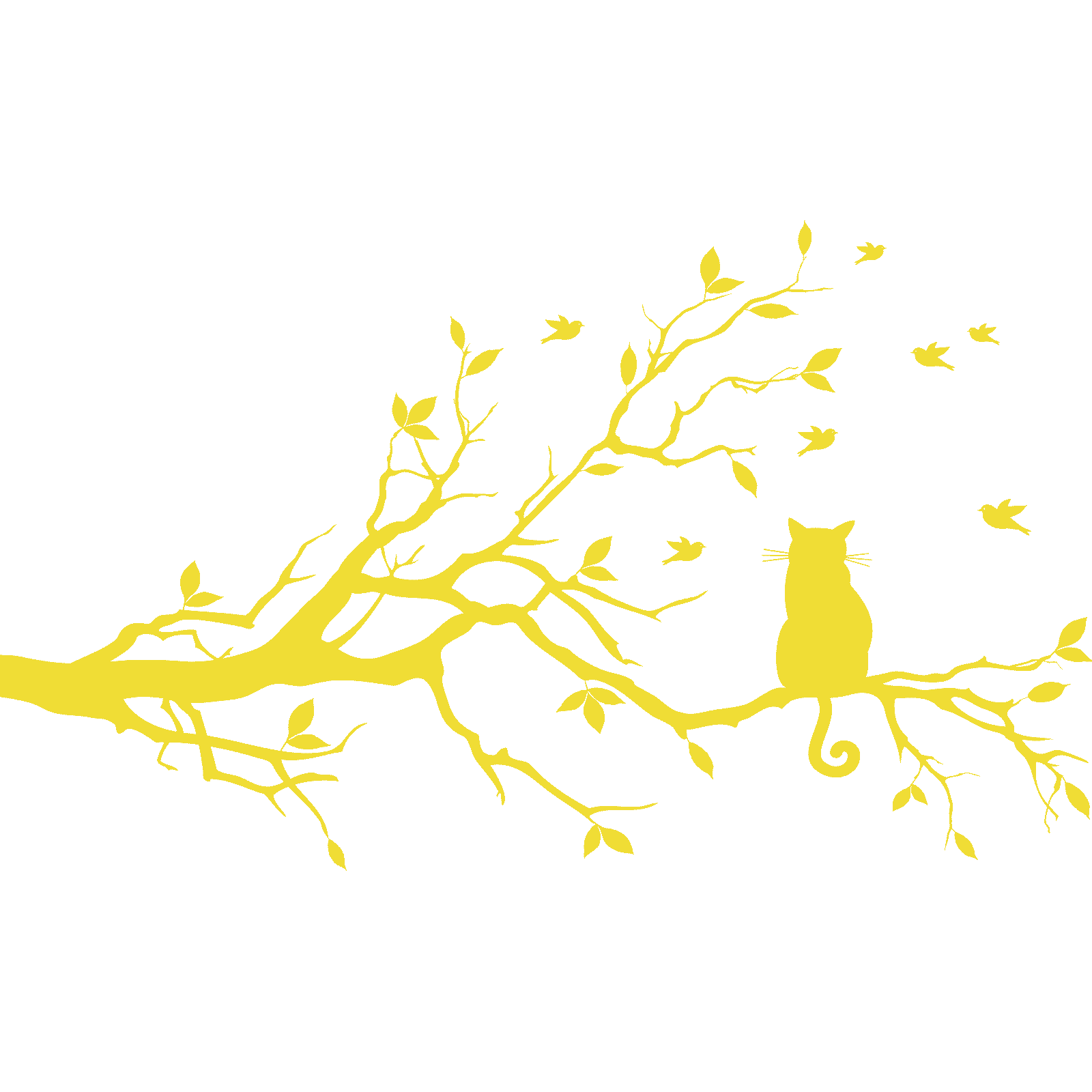 Calcomanía adhesiva de pared animal rama de árbol gato sentado en una rama árbol transferencia hogar vinilo Reino Unido - Imagen 13 de 36