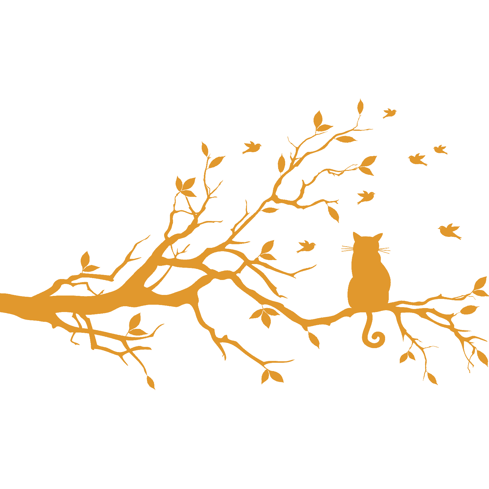 Calcomanía adhesiva de pared animal rama de árbol gato sentado en una rama árbol transferencia hogar vinilo Reino Unido - Imagen 14 de 36