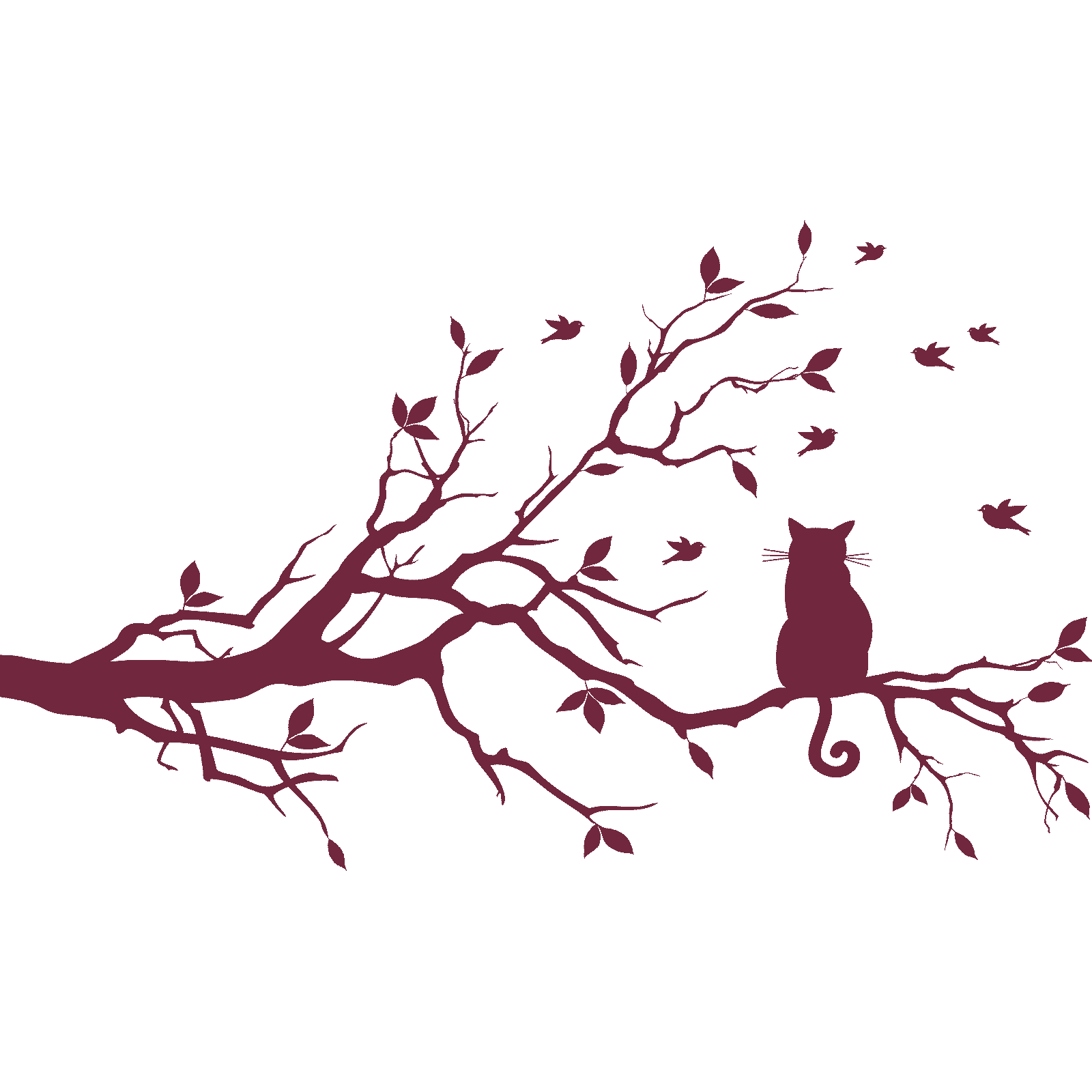Calcomanía adhesiva de pared animal rama de árbol gato sentado en una rama árbol transferencia hogar vinilo Reino Unido - Imagen 16 de 36