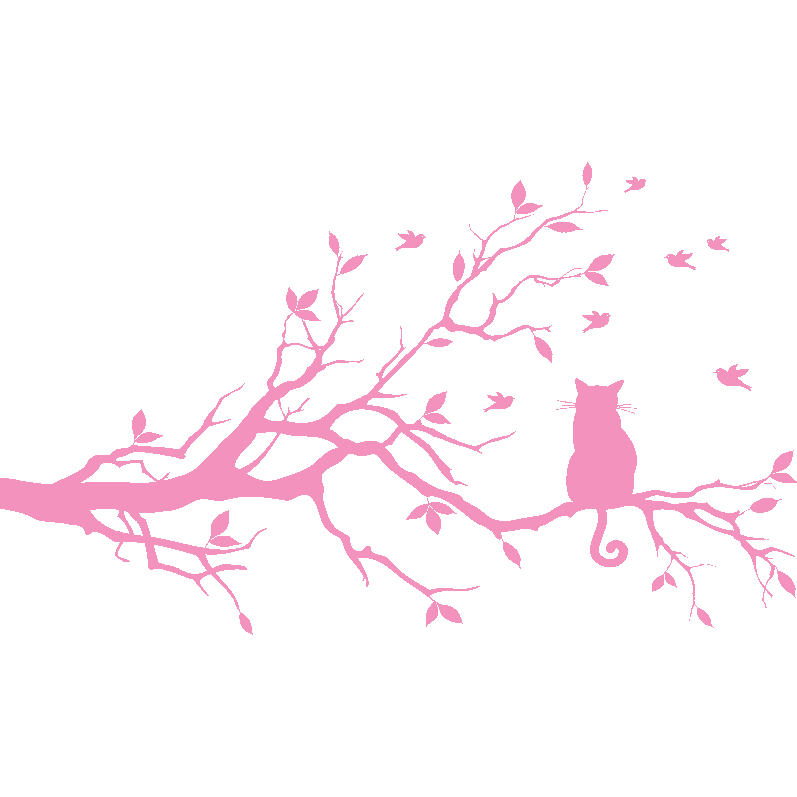 Calcomanía adhesiva de pared animal rama de árbol gato sentado en una rama árbol transferencia hogar vinilo Reino Unido - Imagen 17 de 36
