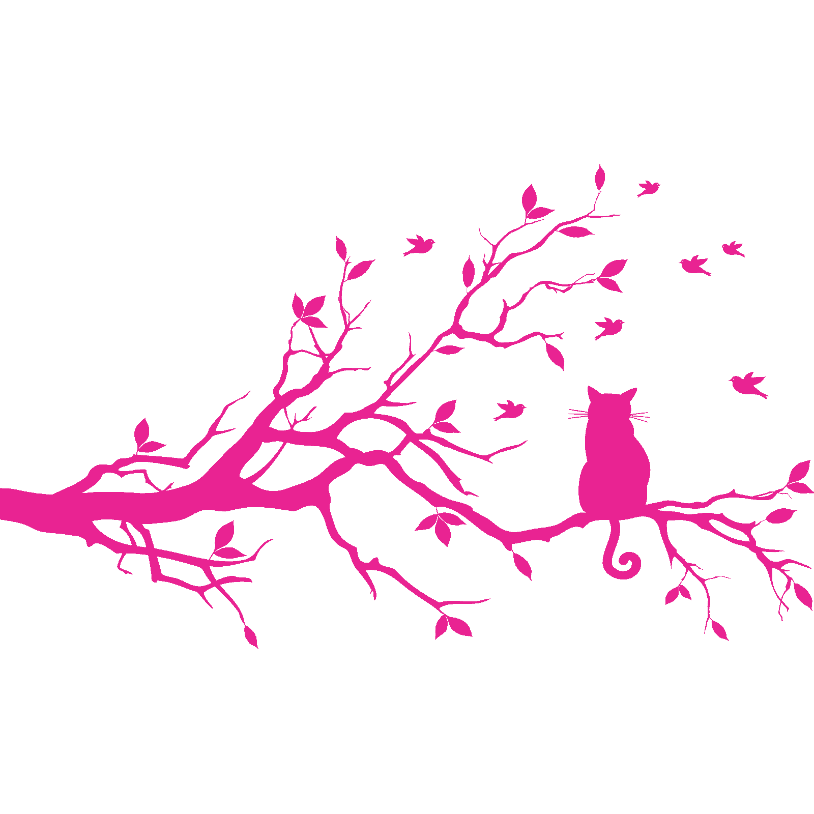 Calcomanía adhesiva de pared animal rama de árbol gato sentado en una rama árbol transferencia hogar vinilo Reino Unido - Imagen 18 de 36