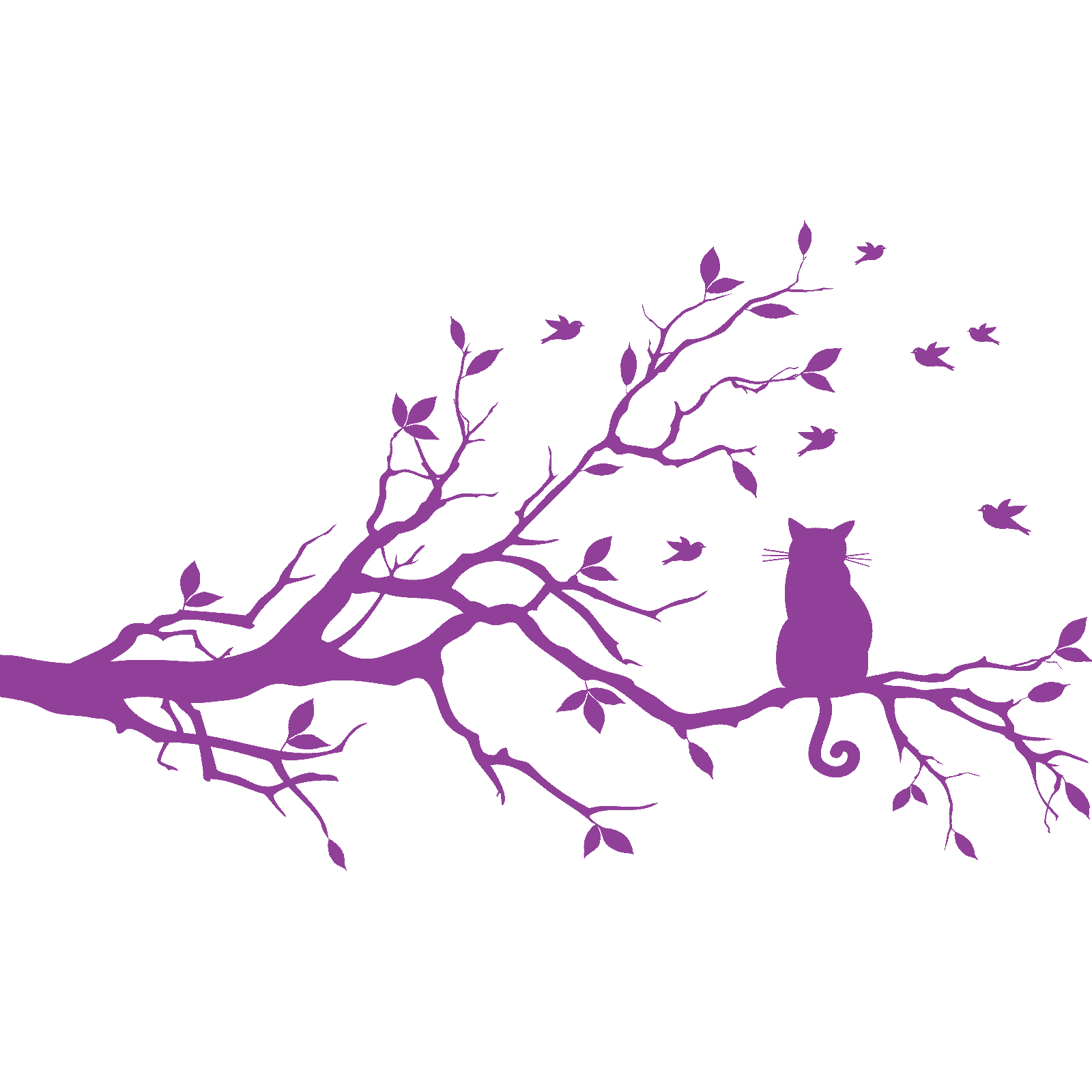Calcomanía adhesiva de pared animal rama de árbol gato sentado en una rama árbol transferencia hogar vinilo Reino Unido - Imagen 19 de 36