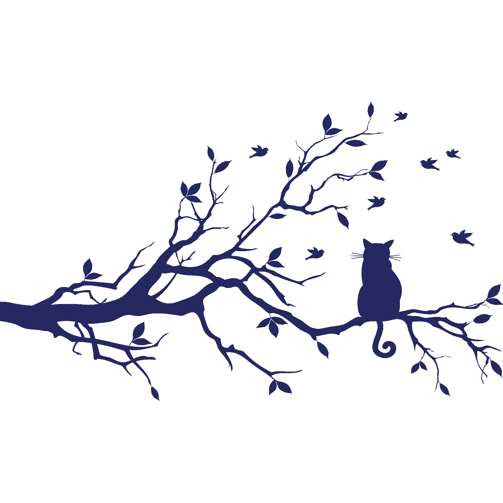 Calcomanía adhesiva de pared animal rama de árbol gato sentado en una rama árbol transferencia hogar vinilo Reino Unido - Imagen 20 de 36