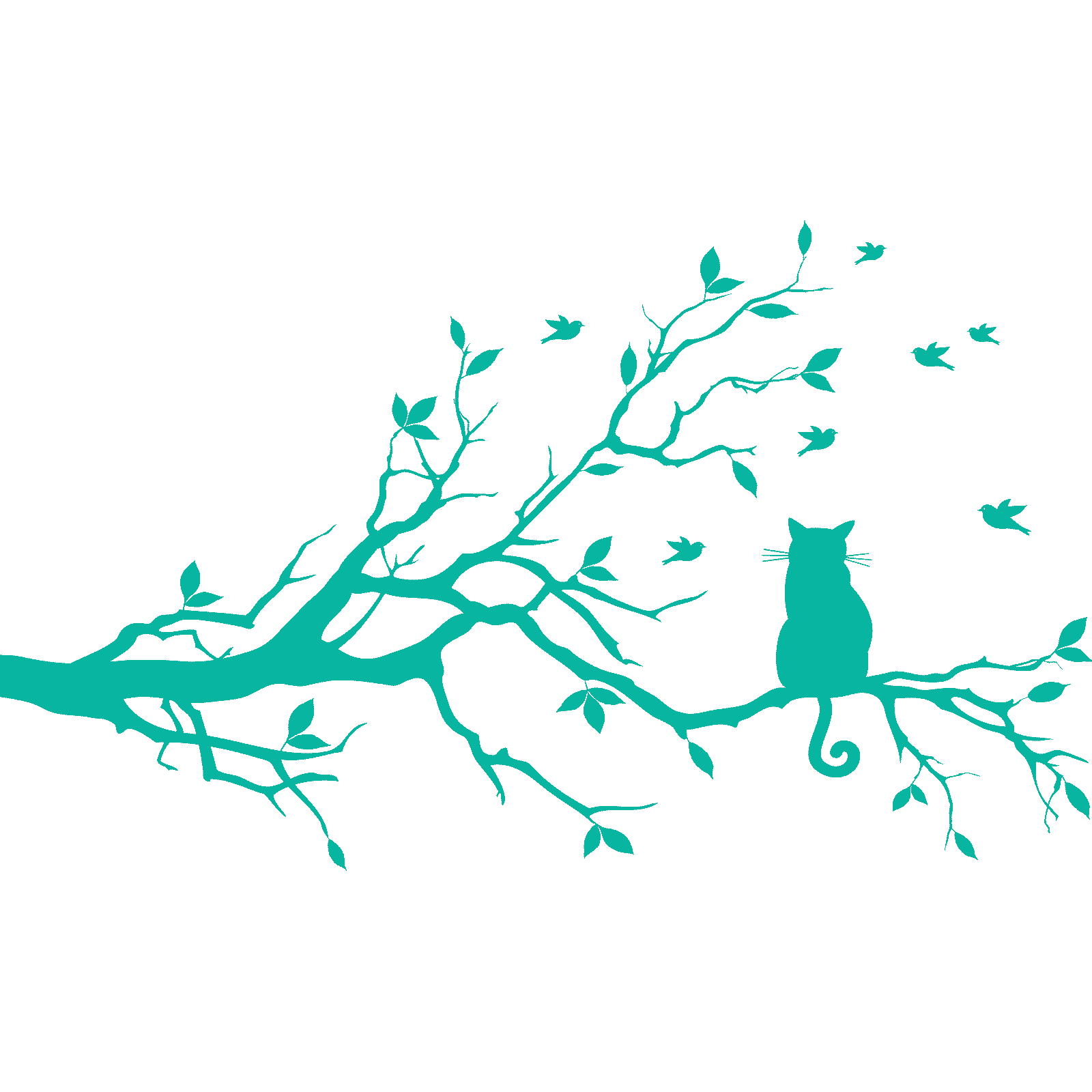 Calcomanía adhesiva de pared animal rama de árbol gato sentado en una rama árbol transferencia hogar vinilo Reino Unido - Imagen 24 de 36