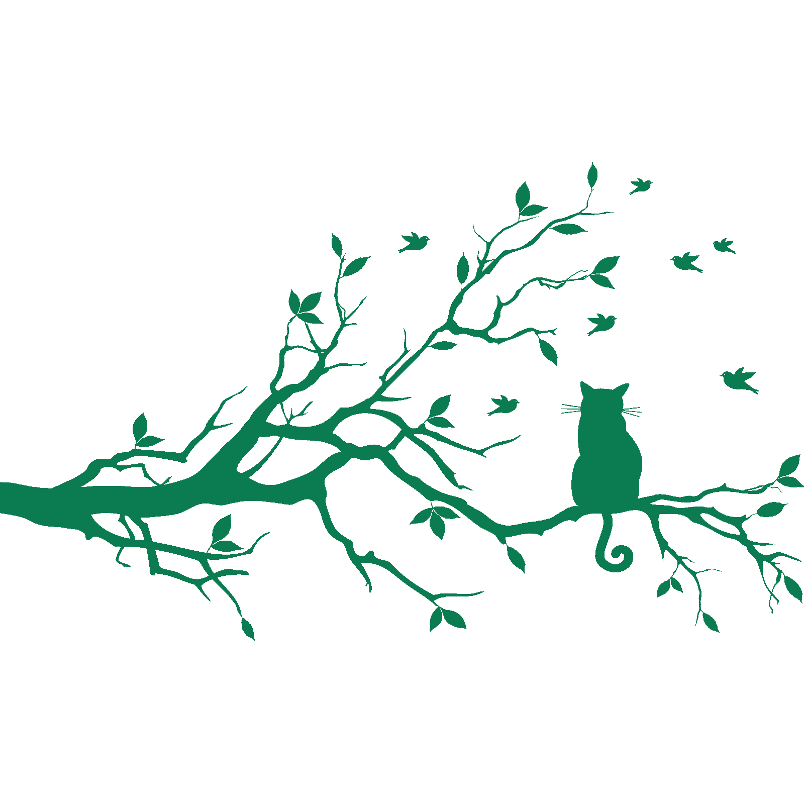 Calcomanía adhesiva de pared animal rama de árbol gato sentado en una rama árbol transferencia hogar vinilo Reino Unido - Imagen 25 de 36