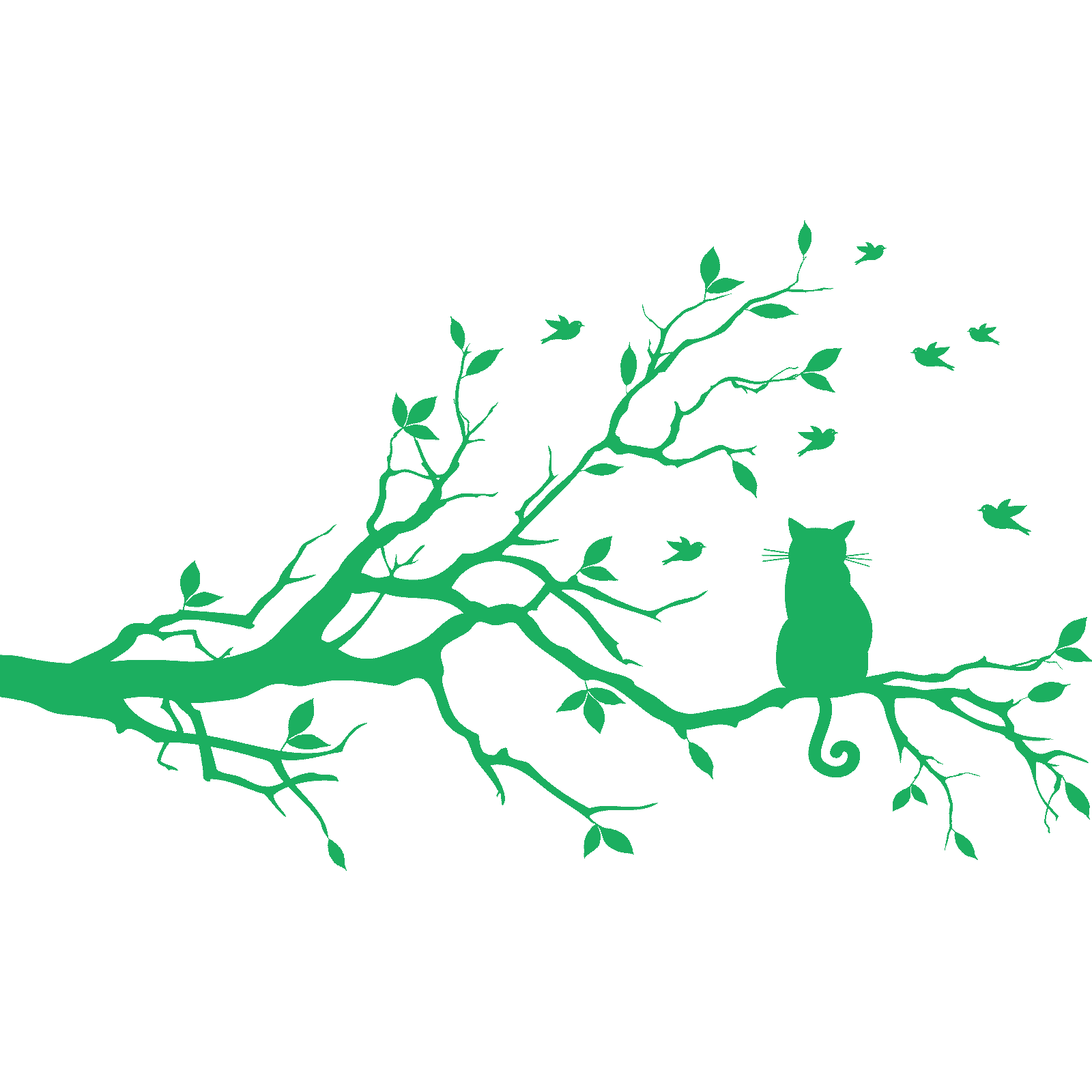 Calcomanía adhesiva de pared animal rama de árbol gato sentado en una rama árbol transferencia hogar vinilo Reino Unido - Imagen 26 de 36