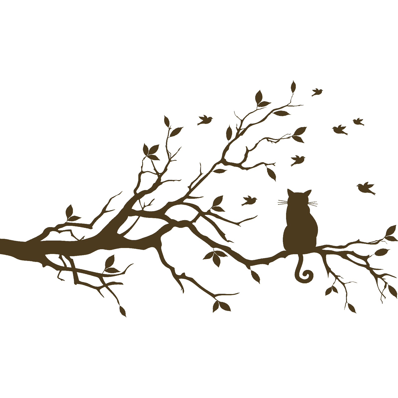 Calcomanía adhesiva de pared animal rama de árbol gato sentado en una rama árbol transferencia hogar vinilo Reino Unido - Imagen 28 de 36
