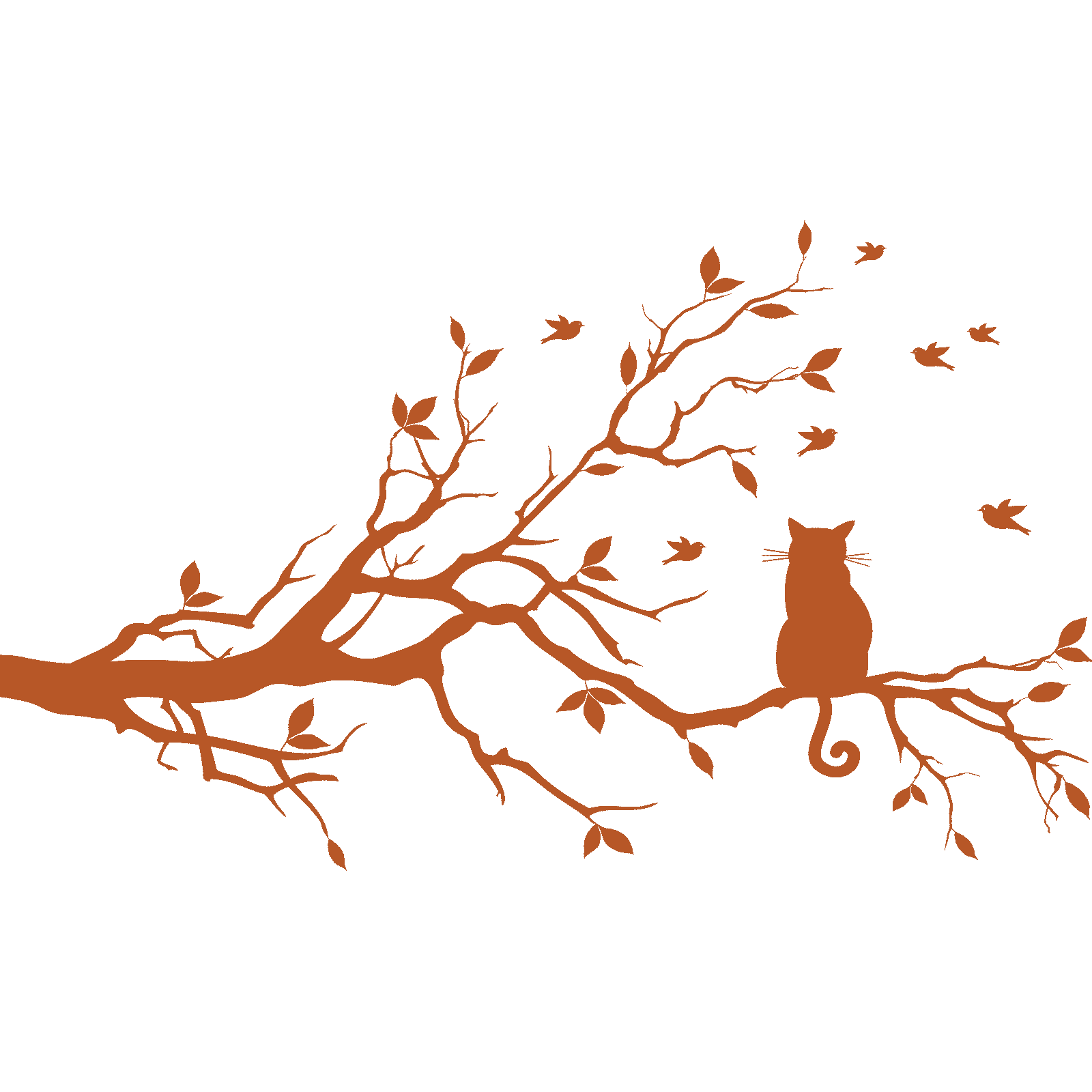 Calcomanía adhesiva de pared animal rama de árbol gato sentado en una rama árbol transferencia hogar vinilo Reino Unido - Imagen 29 de 36