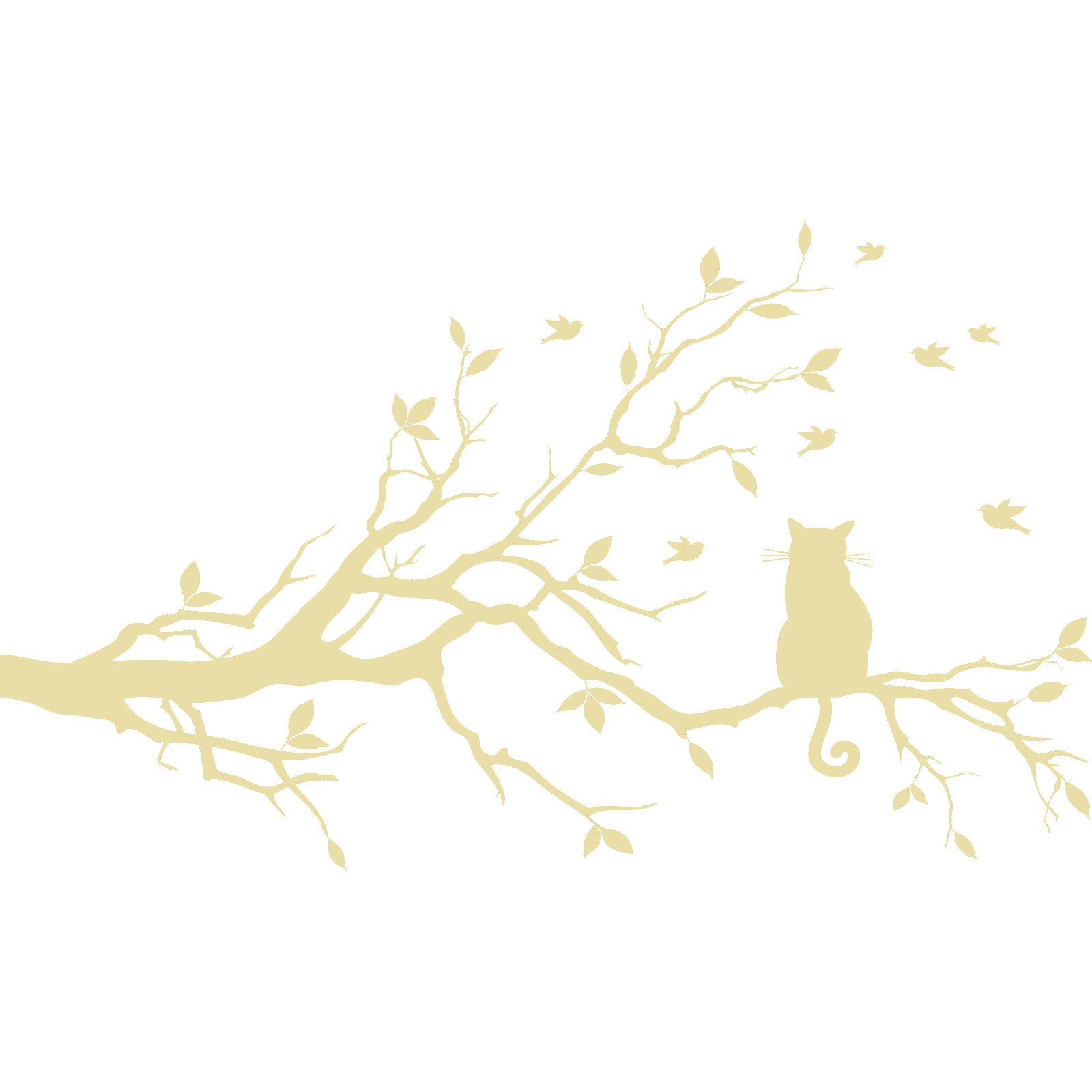 Calcomanía adhesiva de pared animal rama de árbol gato sentado en una rama árbol transferencia hogar vinilo Reino Unido - Imagen 30 de 36