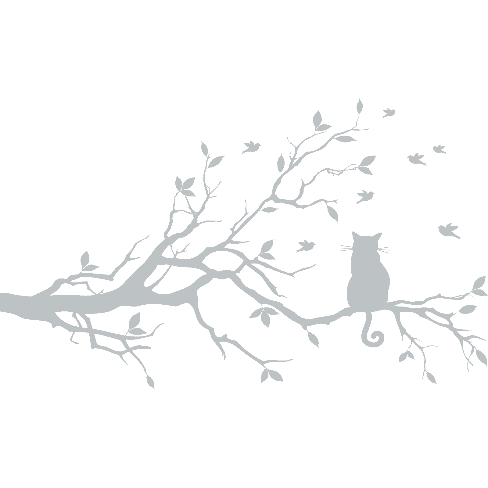 Calcomanía adhesiva de pared animal rama de árbol gato sentado en una rama árbol transferencia hogar vinilo Reino Unido - Imagen 31 de 36