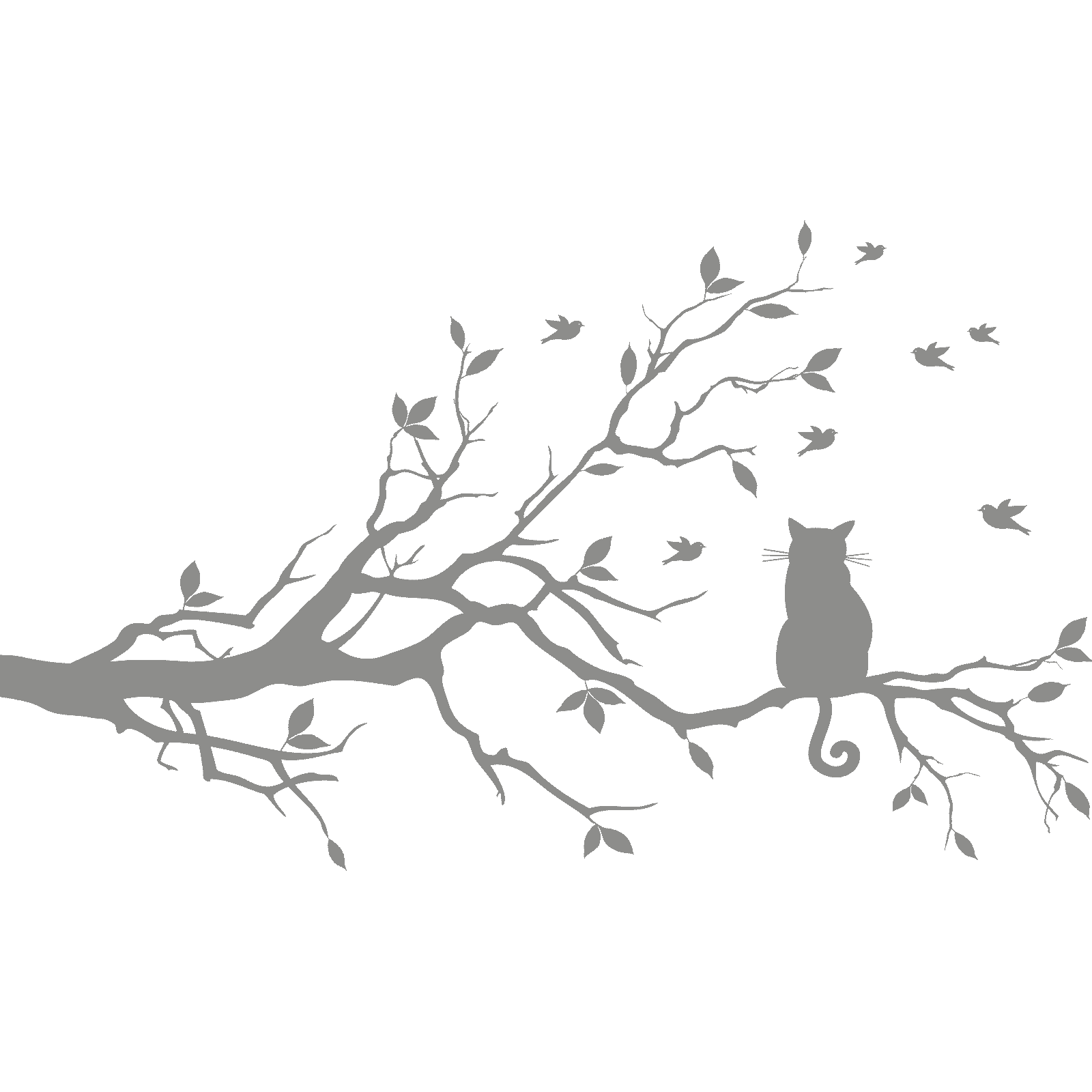 Calcomanía adhesiva de pared animal rama de árbol gato sentado en una rama árbol transferencia hogar vinilo Reino Unido - Imagen 32 de 36