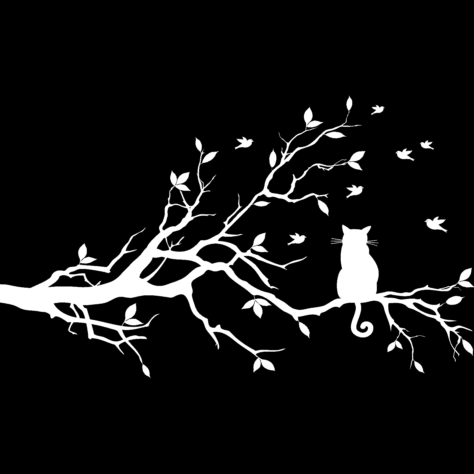 Calcomanía adhesiva de pared animal rama de árbol gato sentado en una rama árbol transferencia hogar vinilo Reino Unido - Imagen 34 de 36