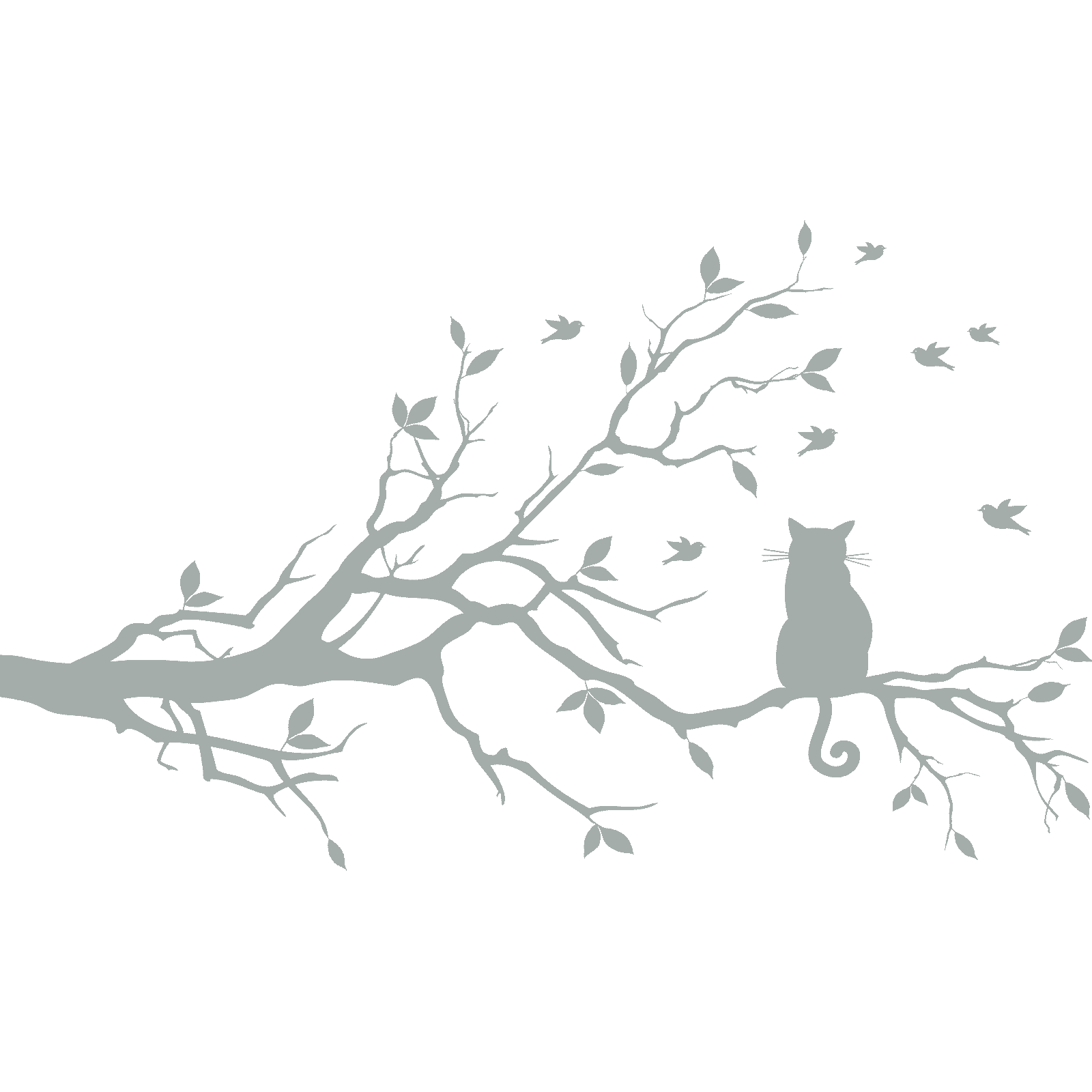Calcomanía adhesiva de pared animal rama de árbol gato sentado en una rama árbol transferencia hogar vinilo Reino Unido - Imagen 36 de 36