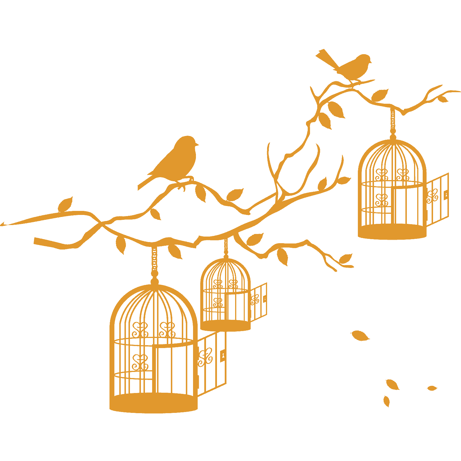 Jaulas para pájaros y pájaros en rama de árbol de colección pegatina de pared calcomanía vinilo de transferencia Reino Unido - Imagen 14 de 36