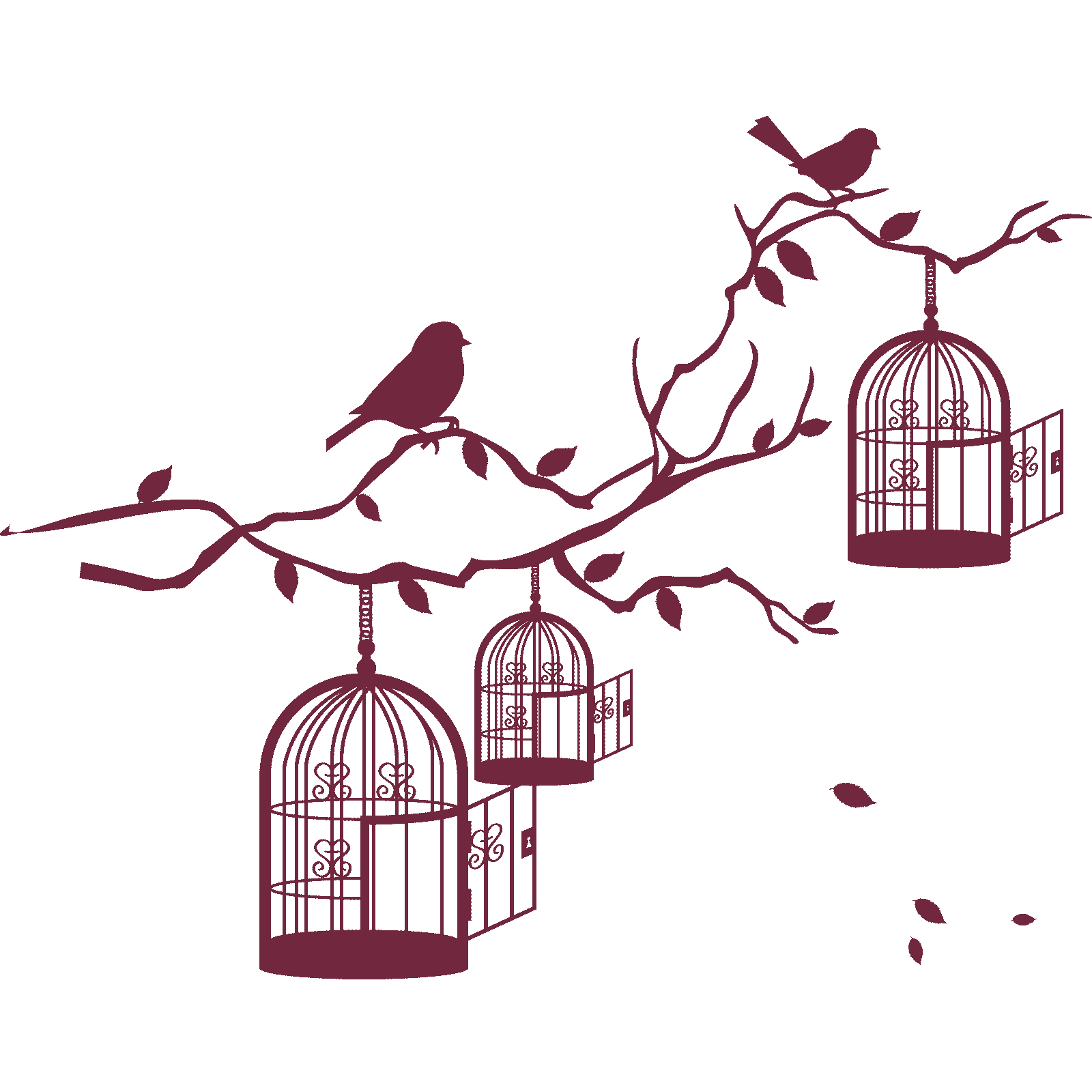 Jaulas para pájaros y pájaros en rama de árbol de colección pegatina de pared calcomanía vinilo de transferencia Reino Unido - Imagen 16 de 36
