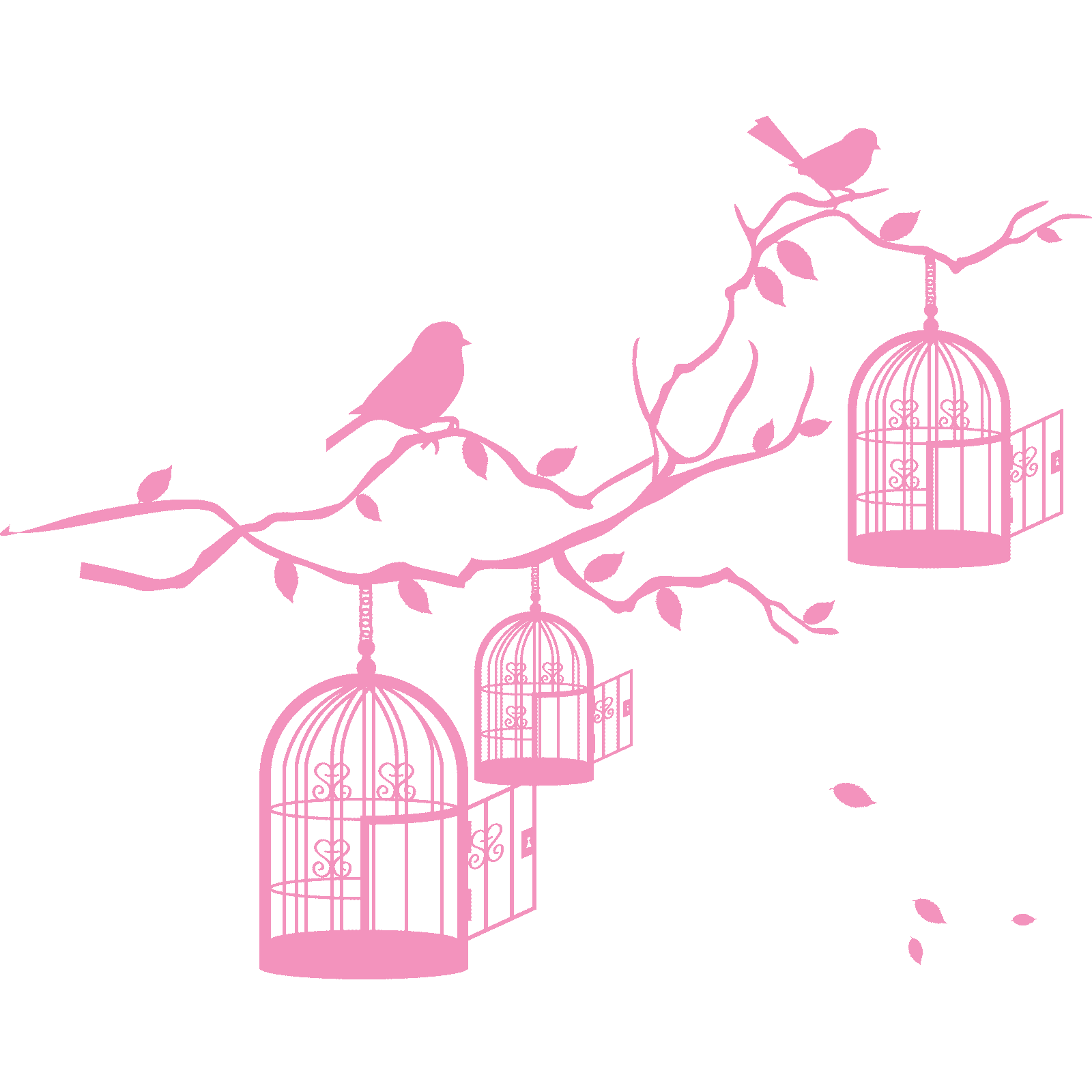 Jaulas para pájaros y pájaros en rama de árbol de colección pegatina de pared calcomanía vinilo de transferencia Reino Unido - Imagen 17 de 36