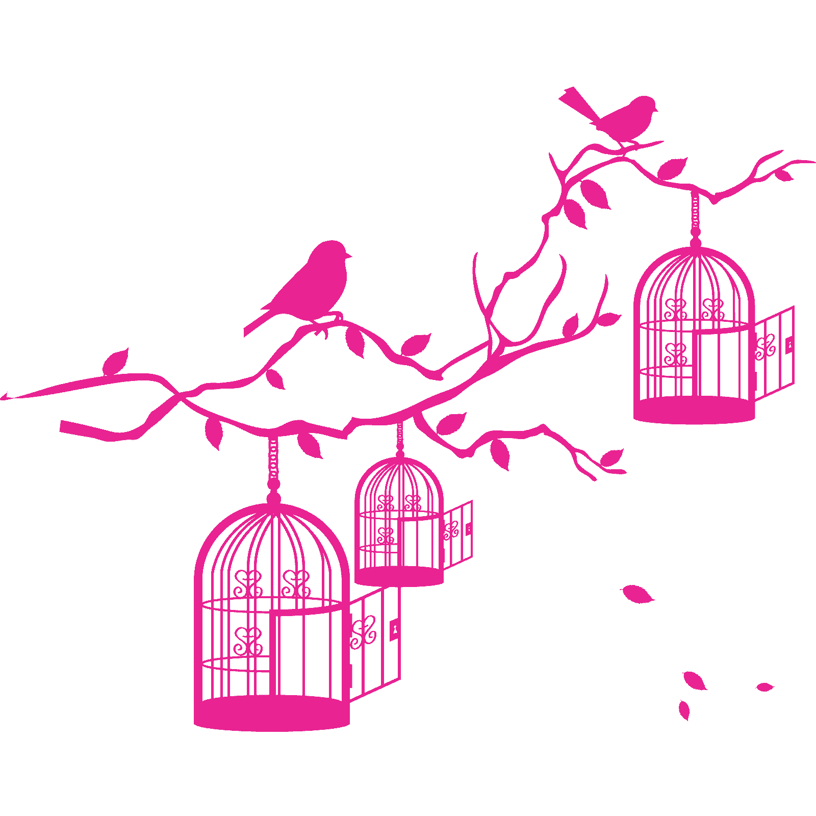 Jaulas para pájaros y pájaros en rama de árbol de colección pegatina de pared calcomanía vinilo de transferencia Reino Unido - Imagen 18 de 36