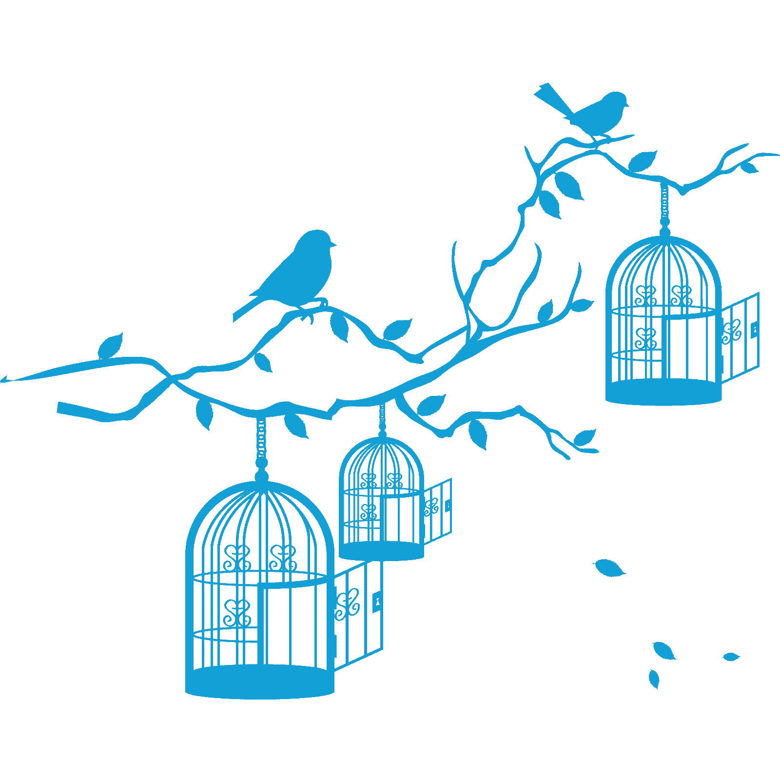 Jaulas para pájaros y pájaros en rama de árbol de colección pegatina de pared calcomanía vinilo de transferencia Reino Unido - Imagen 22 de 36