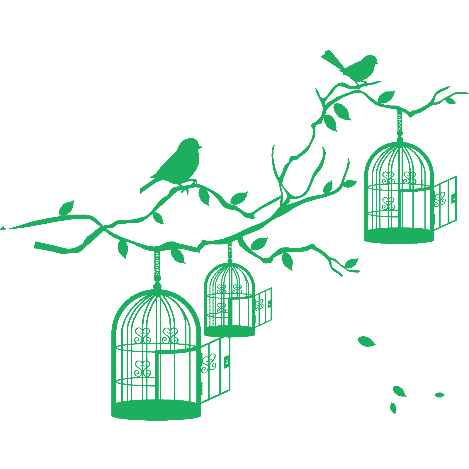 Jaulas para pájaros y pájaros en rama de árbol de colección pegatina de pared calcomanía vinilo de transferencia Reino Unido - Imagen 26 de 36