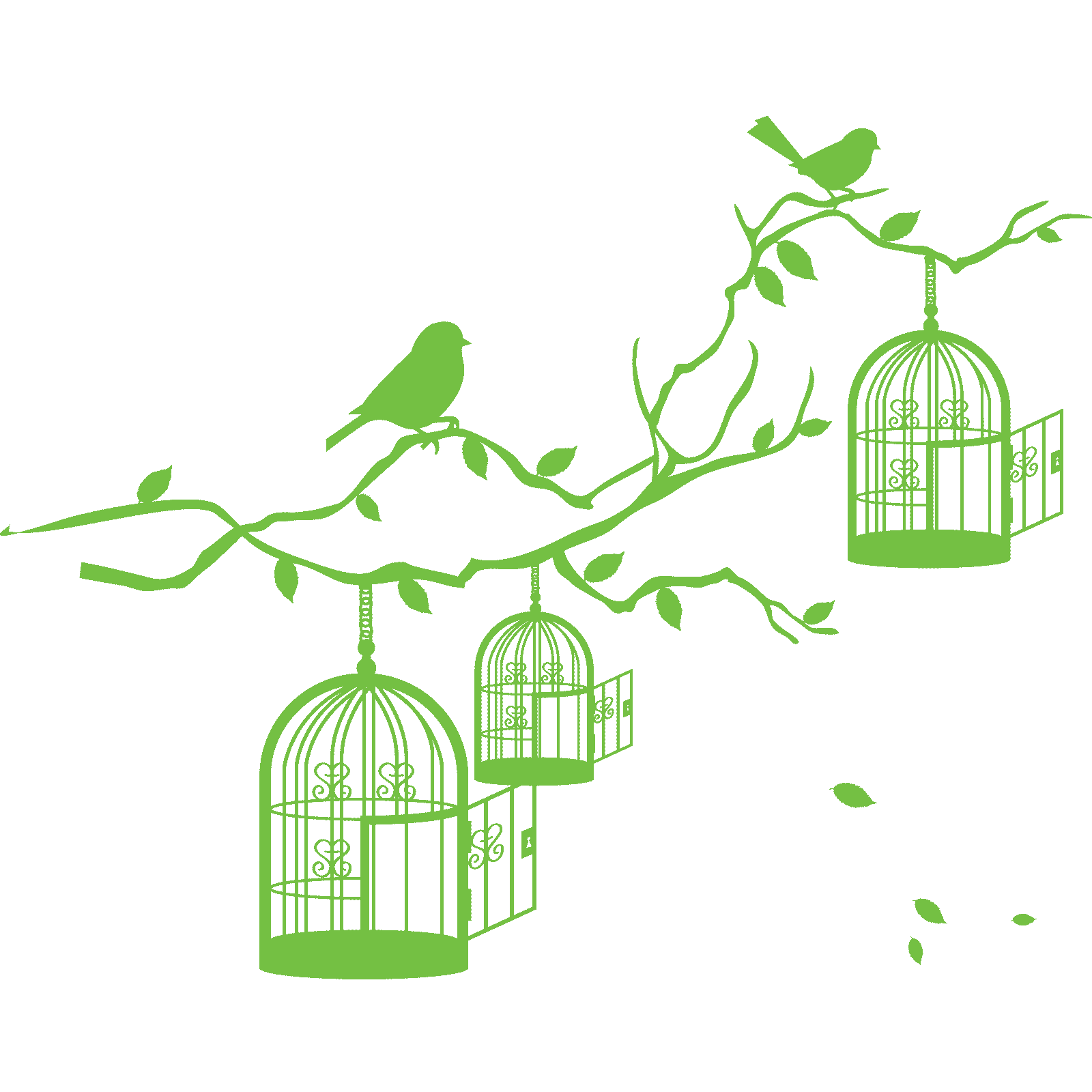 Jaulas para pájaros y pájaros en rama de árbol de colección pegatina de pared calcomanía vinilo de transferencia Reino Unido - Imagen 27 de 36