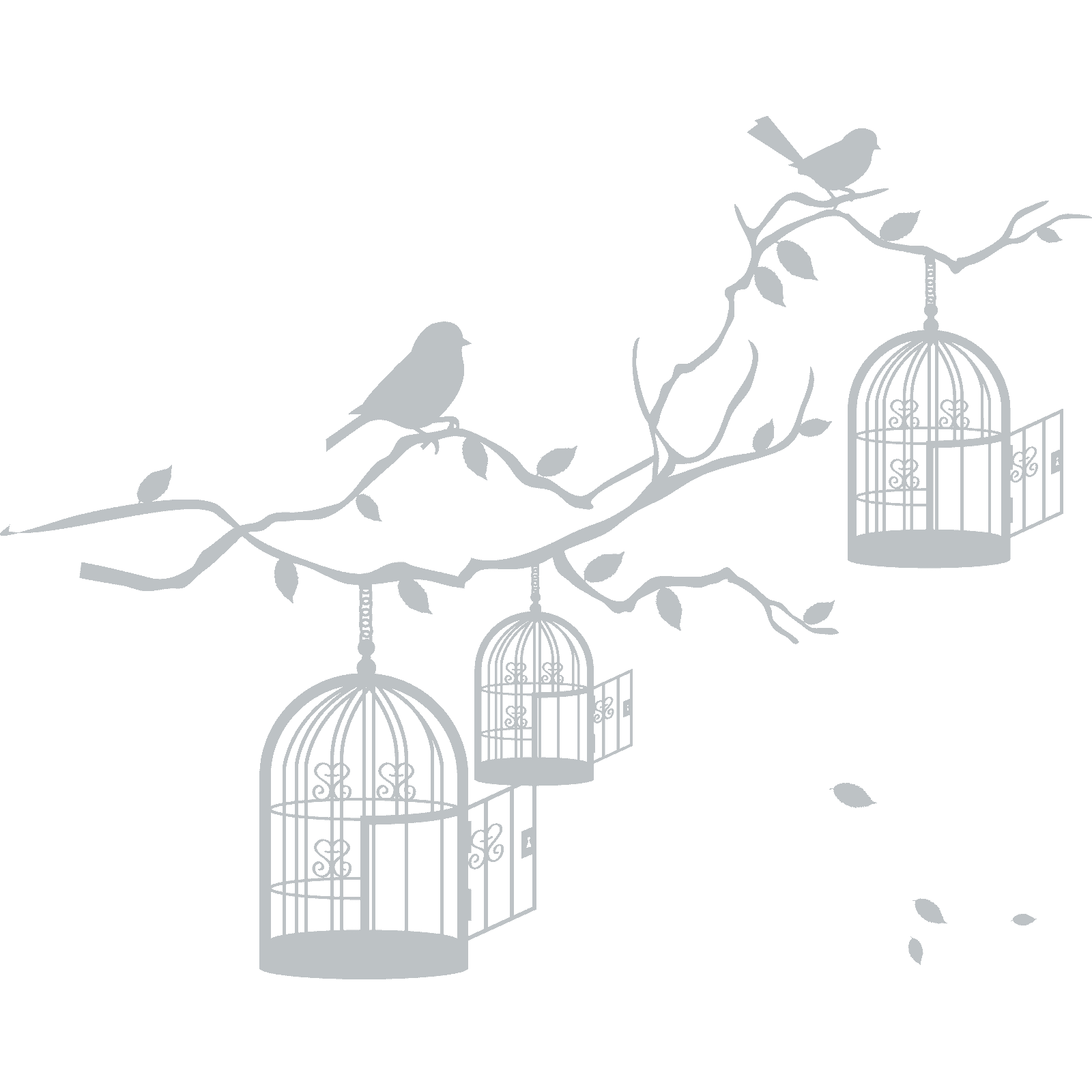 Jaulas para pájaros y pájaros en rama de árbol de colección pegatina de pared calcomanía vinilo de transferencia Reino Unido - Imagen 31 de 36