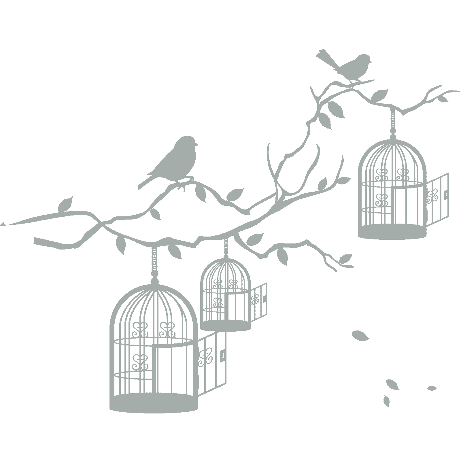 Jaulas para pájaros y pájaros en rama de árbol de colección pegatina de pared calcomanía vinilo de transferencia Reino Unido - Imagen 36 de 36