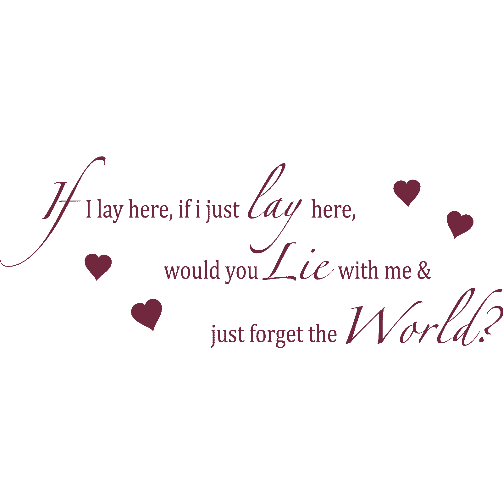 If I Lay Here - Hearts Chasing Cars Song Lyrics Snow Patrol Wall Sticker Decal - Picture 16 of 36