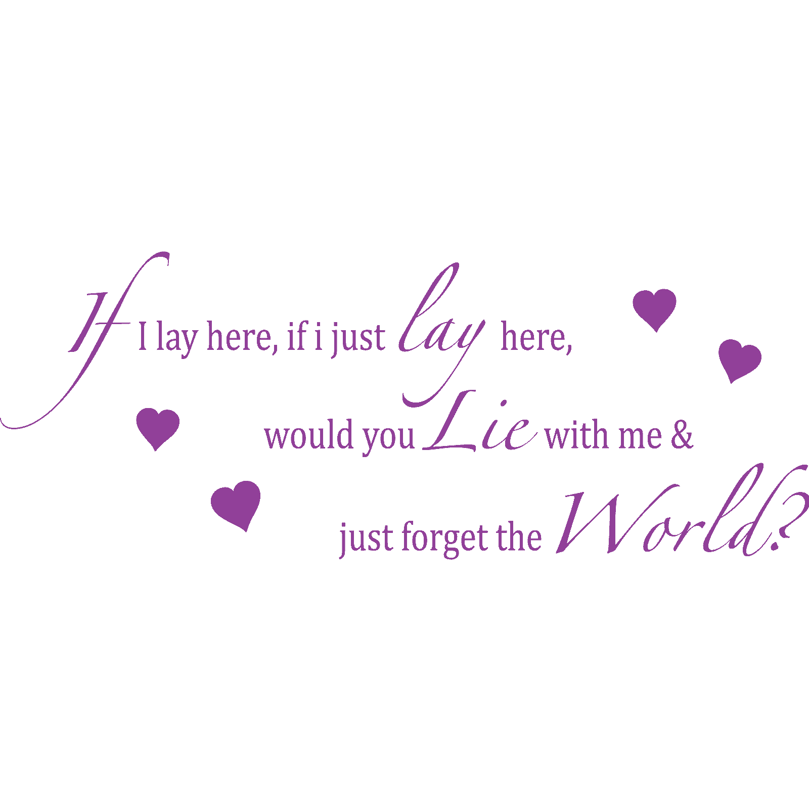 If I Lay Here - Hearts Chasing Cars Song Lyrics Snow Patrol Wall Sticker Decal - Picture 19 of 36