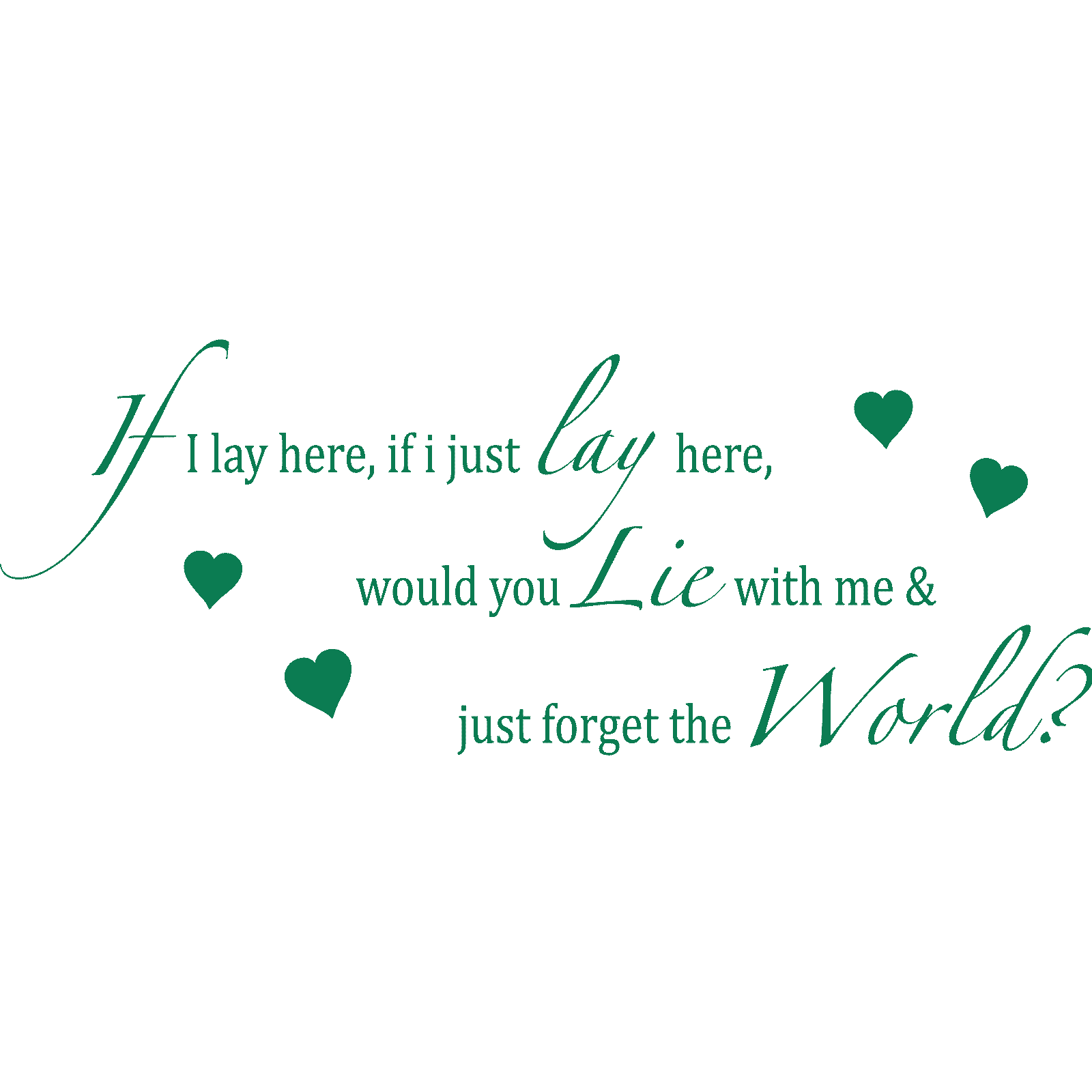 If I Lay Here - Hearts Chasing Cars Song Lyrics Snow Patrol Wall Sticker Decal - Picture 25 of 36