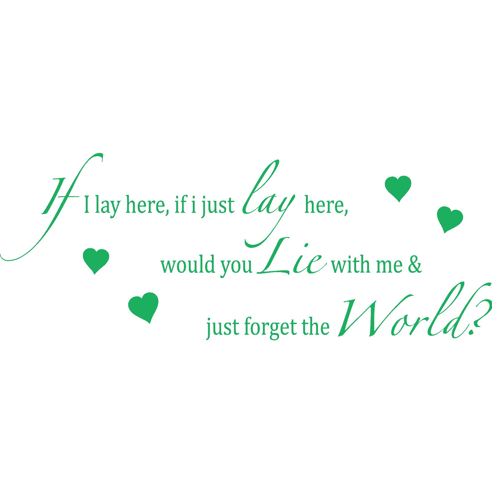 If I Lay Here - Hearts Chasing Cars Song Lyrics Snow Patrol Wall Sticker Decal - Picture 26 of 36