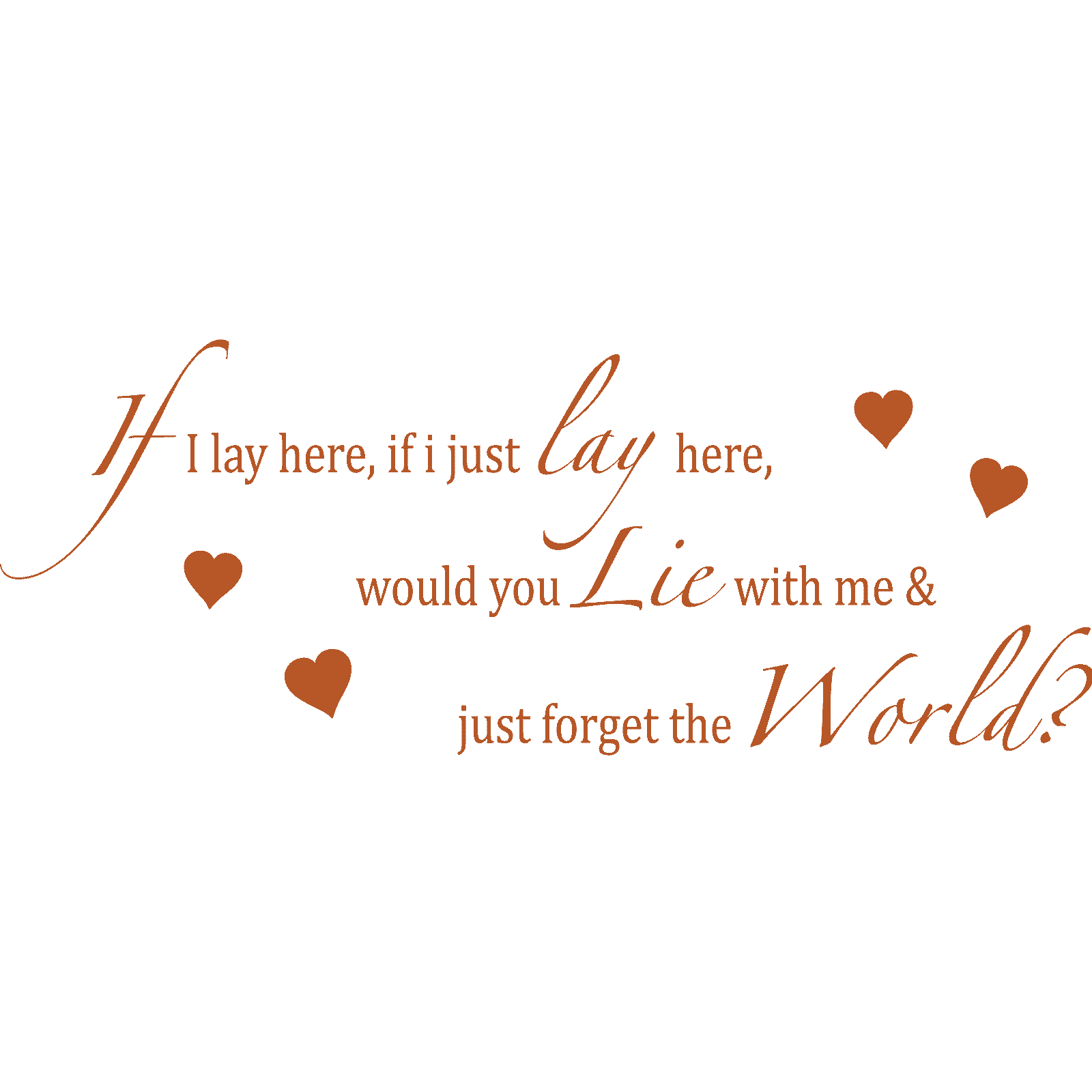 If I Lay Here - Hearts Chasing Cars Song Lyrics Snow Patrol Wall Sticker Decal - Picture 29 of 36