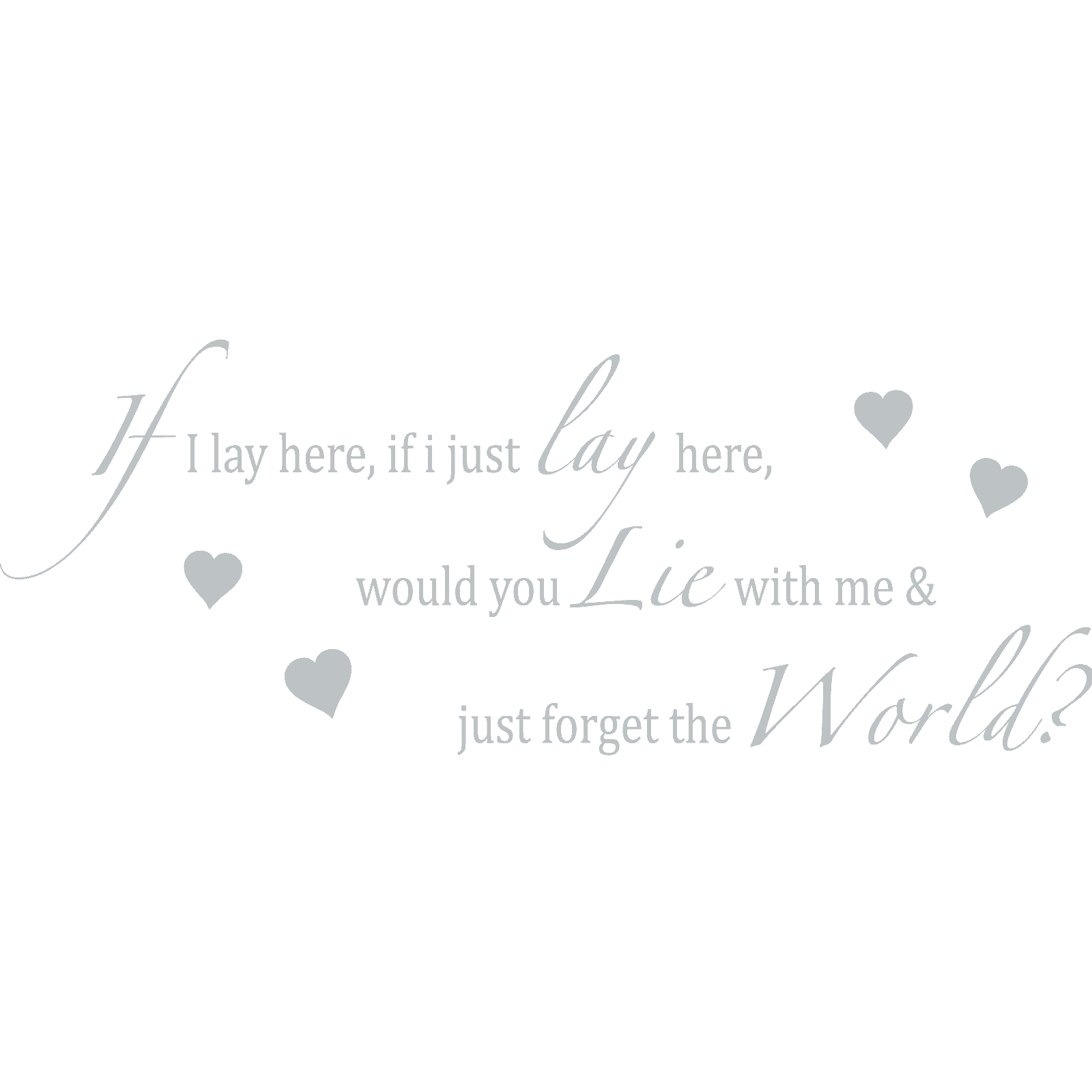 If I Lay Here - Hearts Chasing Cars Song Lyrics Snow Patrol Wall Sticker Decal - Picture 31 of 36