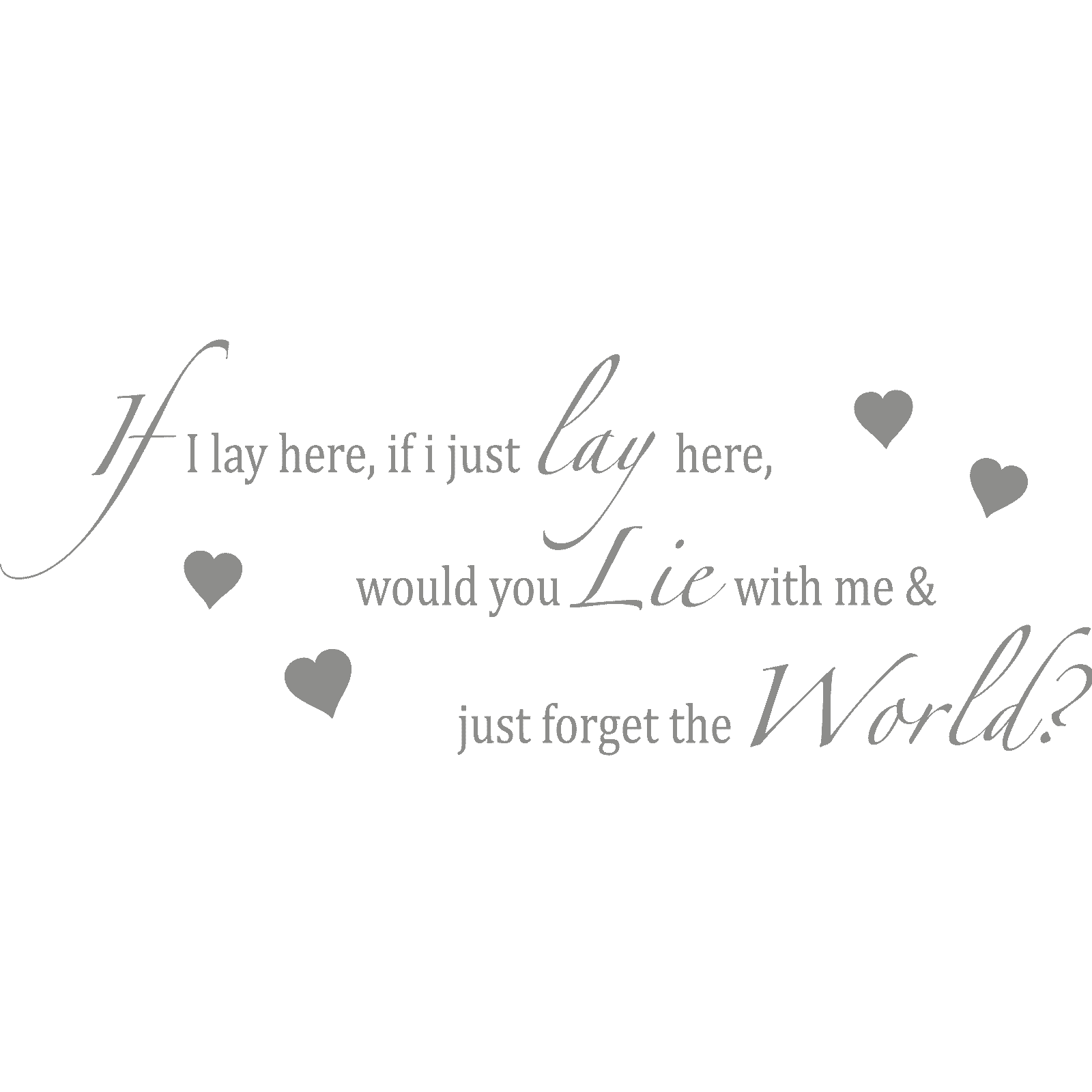 If I Lay Here - Hearts Chasing Cars Song Lyrics Snow Patrol Wall Sticker Decal - Picture 32 of 36
