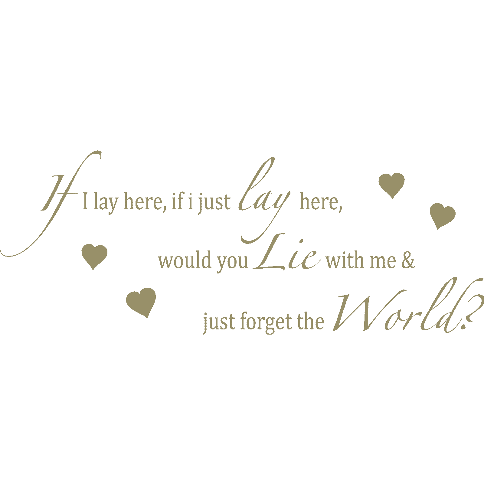 If I Lay Here - Hearts Chasing Cars Song Lyrics Snow Patrol Wall Sticker Decal - Picture 35 of 36