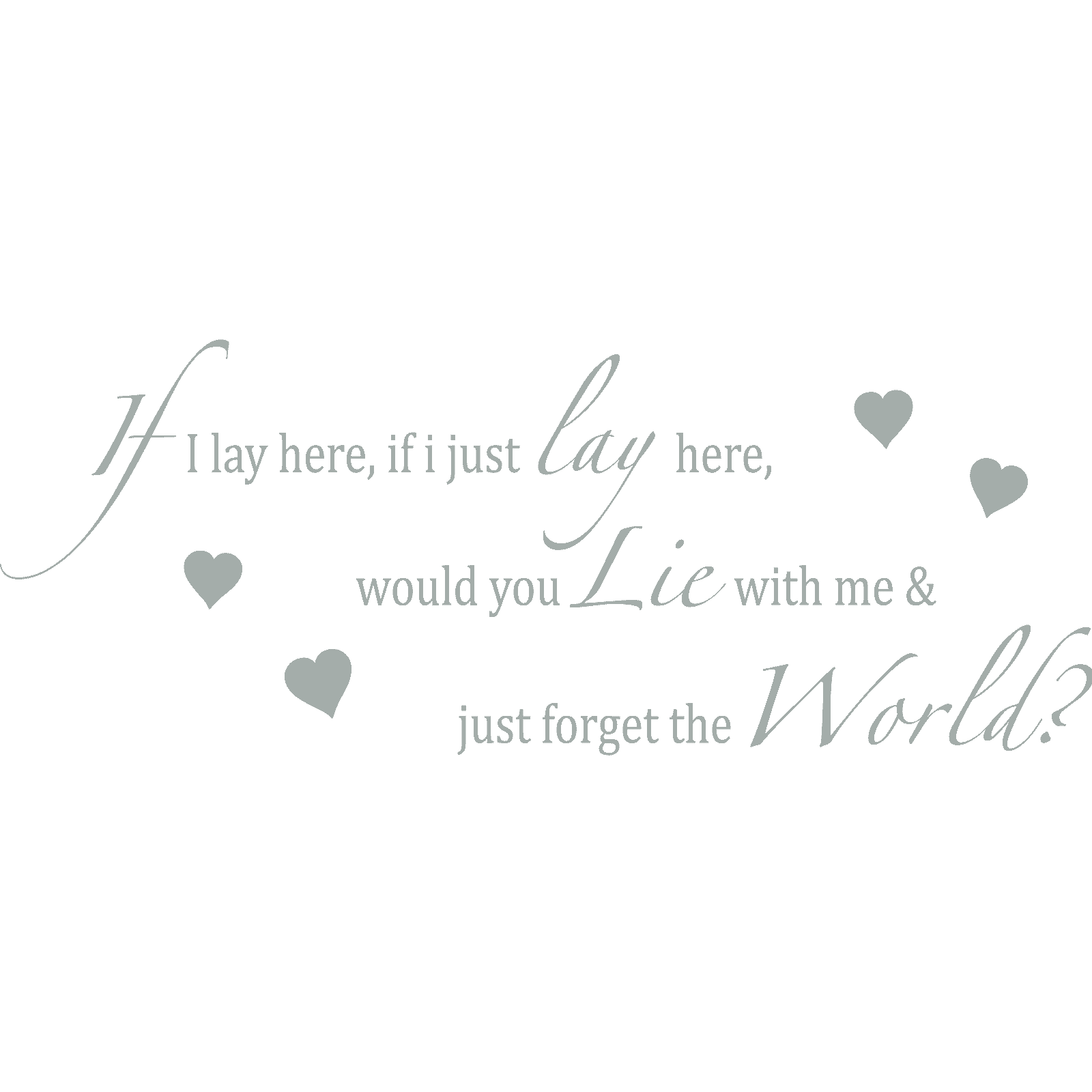 If I Lay Here - Hearts Chasing Cars Song Lyrics Snow Patrol Wall Sticker Decal - Picture 36 of 36